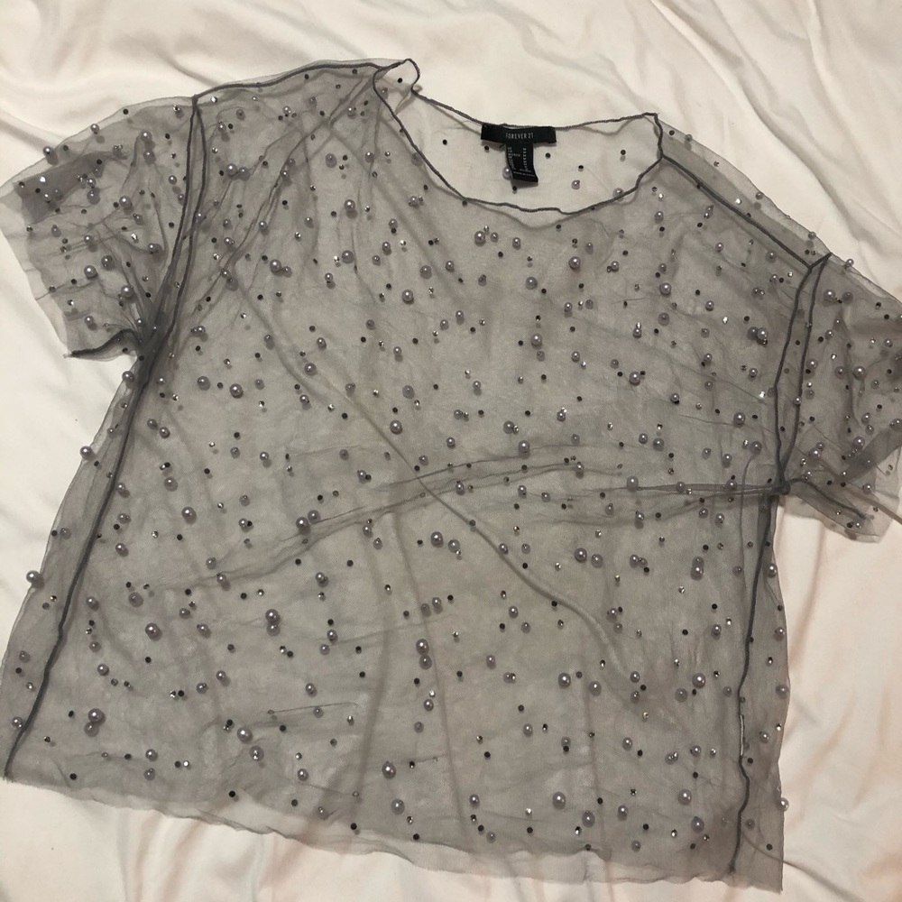 Mesh Pearl Top